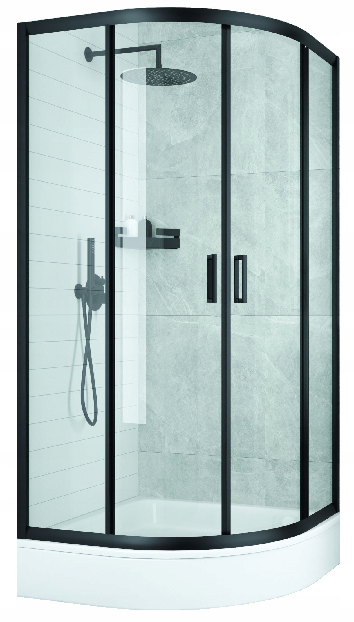 Sprchovací kút Liveno Ultra, dvojité posuvné dvere 80 x 80 cm + polkruhová sprchová vanička Vena Korfu/Como/Hall 80 x 80 cm